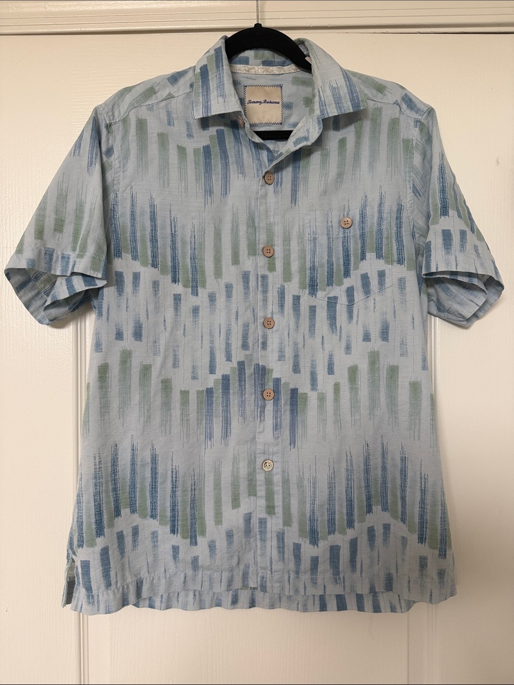 Tommy Bahama silk blend Blue Short-Sleeve Button-Down